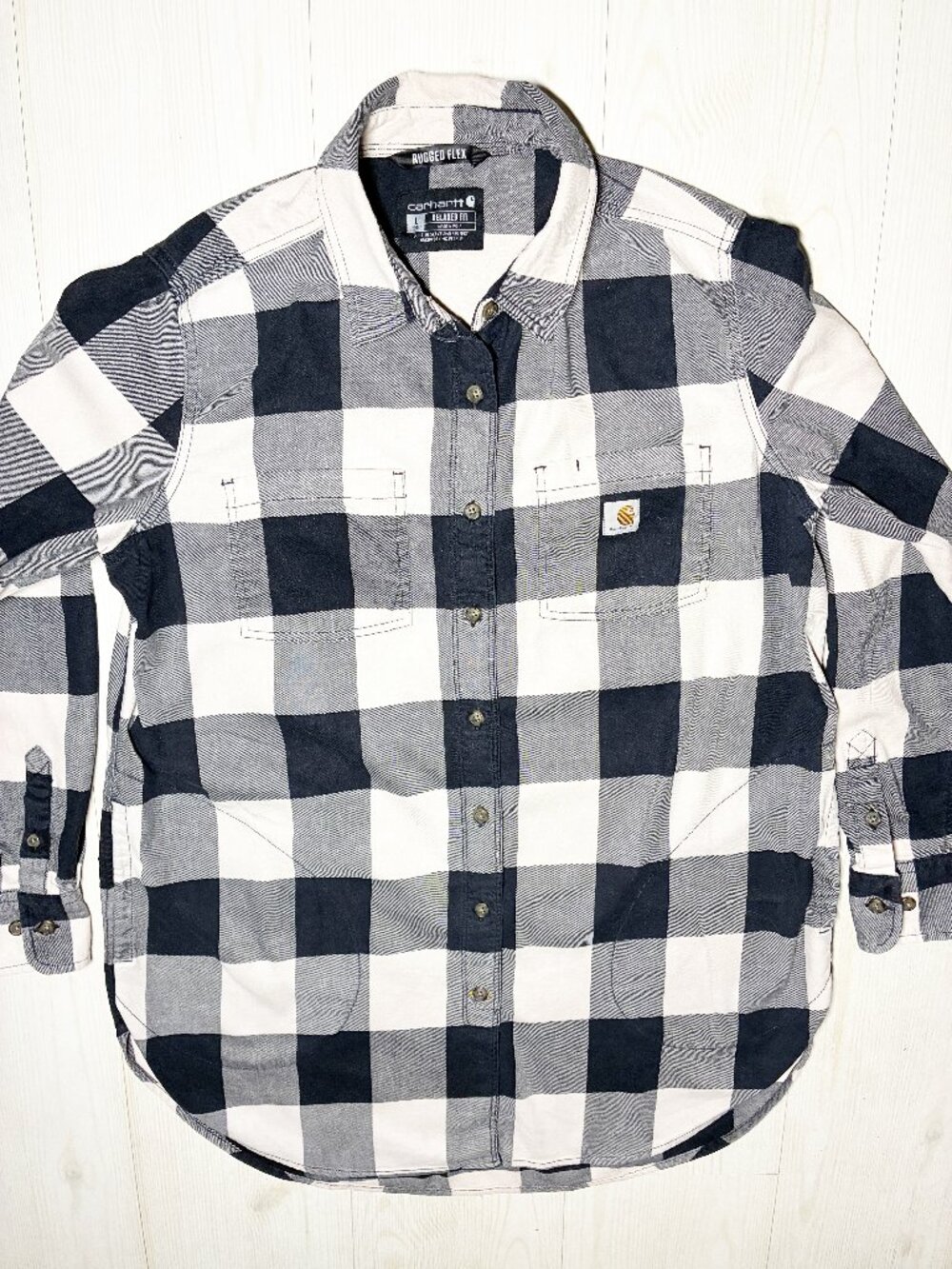 Carhartt Rugged Flex Women's Large Relaxed Fit Plaid Flannel Tunic Shirt
